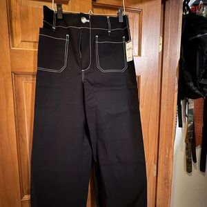 Maeve Colette Black pants with Contrast Stitching